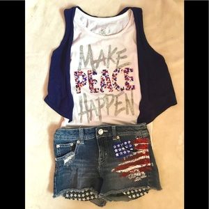 Super cute tank top with short shorts!